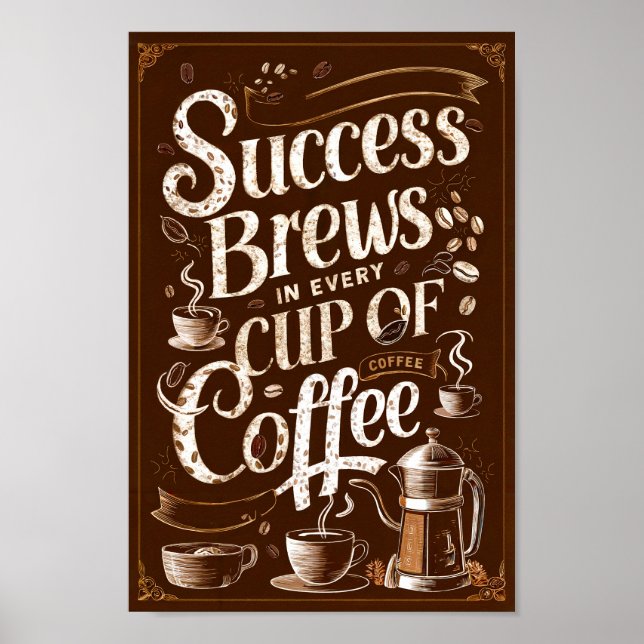 Poster Coffee Motivational Cotes de Sucesso e Criativos (Frente)