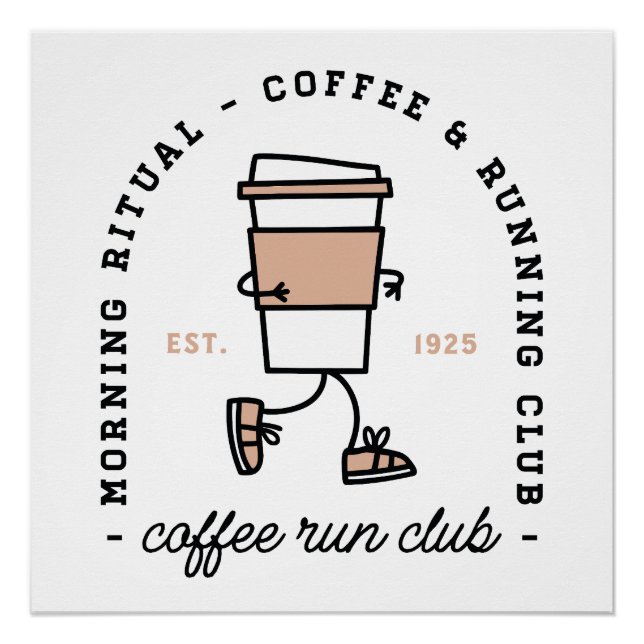 Póster Coffee run club funny running lover aesthetic fun (Frente)