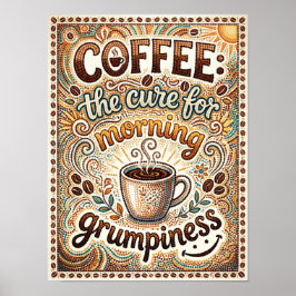 Poster coffee the cure for morning grumpiness