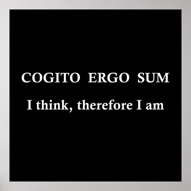 Poster cogito ergo sum, frase em latim (Frente)