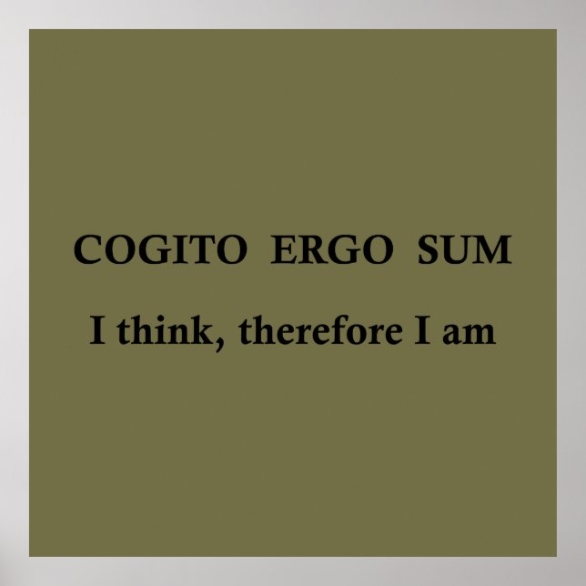 Poster cogito ergo sum, frase latina (Frente)
