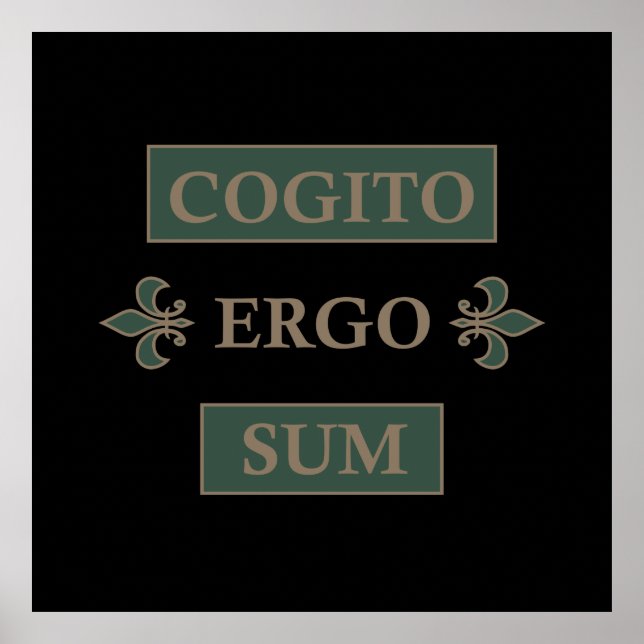 Poster cogito ergo sum, frase latina (Frente)