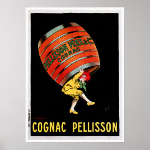 Póster Cognac Pellisson Vintage Bebida Com Vinho E Arte