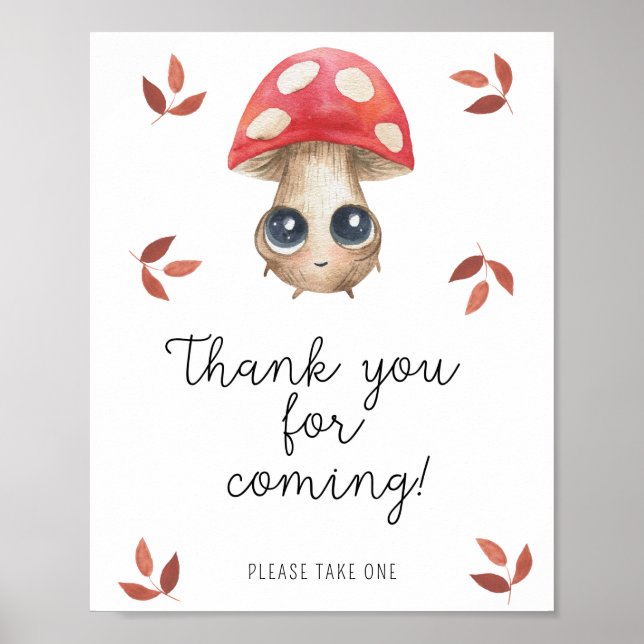 Poster Cogumelo agarico voador fofo - Obrigado por vir (Frente)