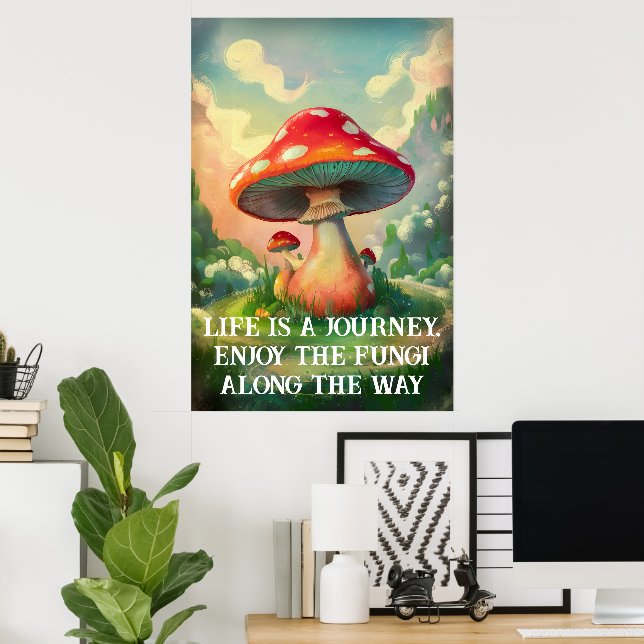Poster Cogumelo com paisagem sonhada (Escritório em casa)
