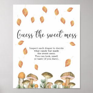 Poster cogumelo pequeno - adivinha o doce chá de fraldas