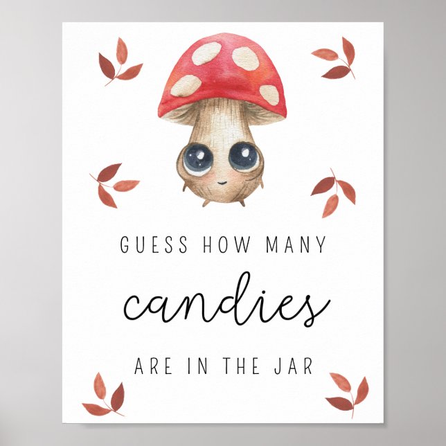 Poster Cogumelo - Quantos doces jogo de baby shower (Frente)