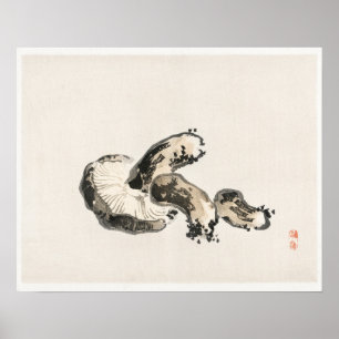 Poster Cogumelo Shitake de Kōno Bairei (1844-1895)