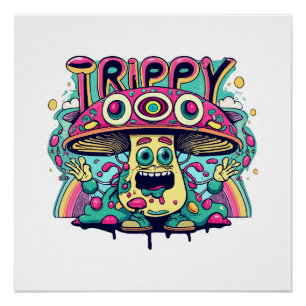 Póster Cogumelo Trippy Feliz