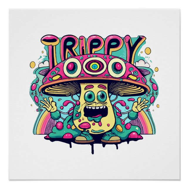 Póster Cogumelo Trippy Feliz (Frente)