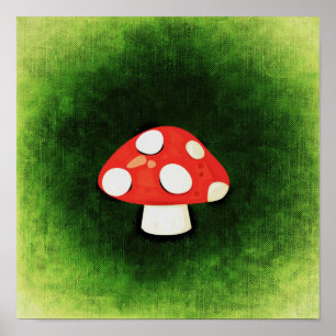 Póster Cogumelo vermelho pequeno bonito