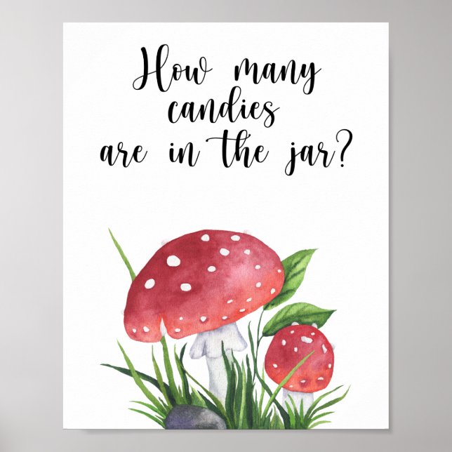 Poster Cogumelos - adivinhe quantos doces (Frente)
