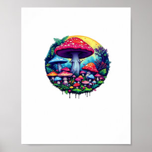 Poster Cogumelos Coloridos Clássicos Goblincore