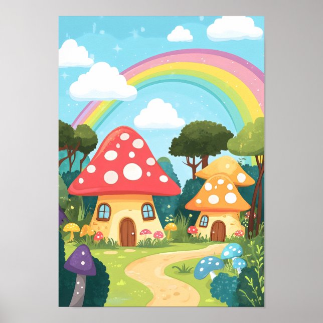 Poster Cogumelos e arco-íris 15 (Frente)