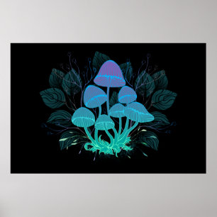 Poster Cogumelos em Arbustos