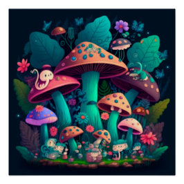 Póster Cogumelos em campo