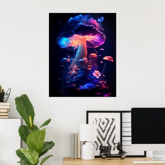 Poster Cogumelos Mágicos Brilhantes (Escritório em casa)