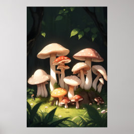 Poster Cogumelos na Floresta