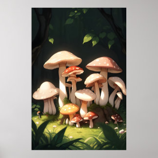 Poster Cogumelos na Floresta