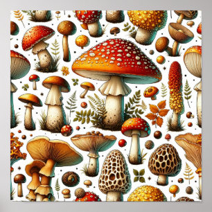 Poster Cogumelos Selvagens Caprichosos