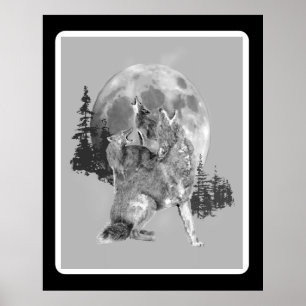 Poster Coiós Uivando Arte Animal Aquarela Vida Selvagem