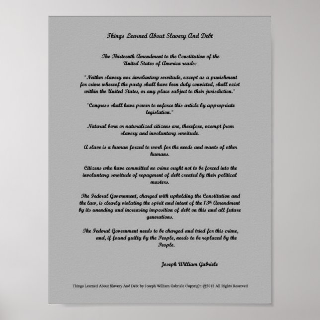 Póster Coisas Aprenderam Escravidão E Dívida (Frente)
