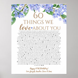 Poster coisas de hydrangea que amamos você 60 anos
