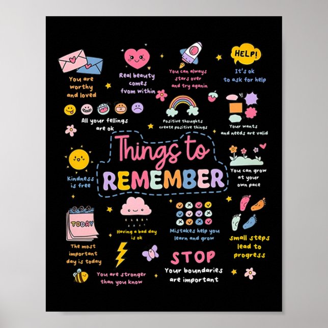 Poster Coisas para Lembrar Consciência sobre Saúde Mental (Frente)