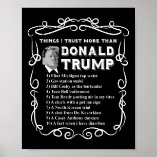 Poster Coisas Que Confio Mais Do Que Donald Trump Anti Po