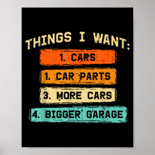 Poster Coisas que eu quero Peças de Carro Carro Engraçado