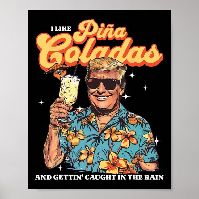 Poster Coladas Donald Trump Summer Vacation Hawaii Beach (Frente)