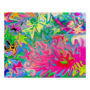 Póster Colagem Abstrato de Jardim de Flores Colorido