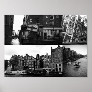 Póster Colagem Amsterdão 3 da foto em preto e branco