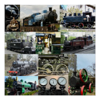Colagem Antiquada do Comboio Locomotivo do Motor a