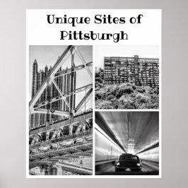 Poster - Colagem B&W de Pittsburgh