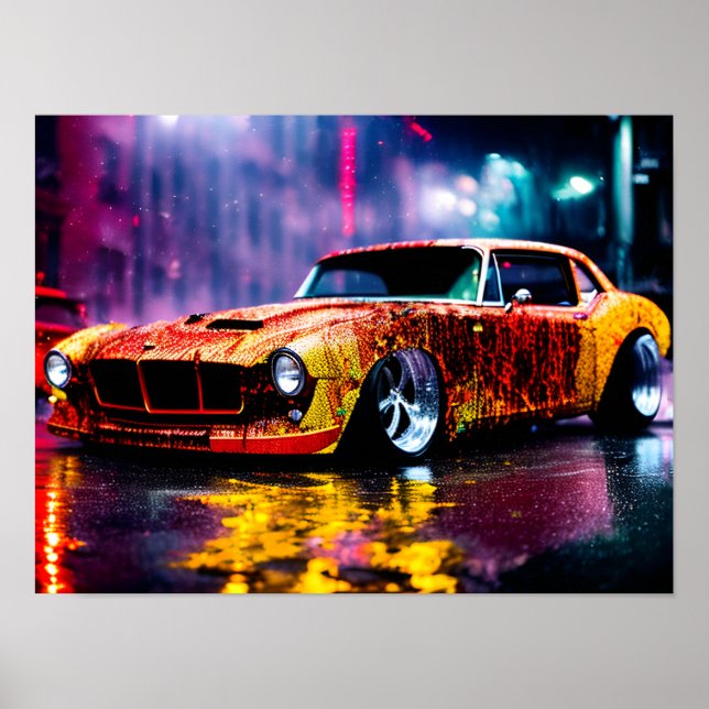 Poster Colagem colorida de carro personalizada (Frente)