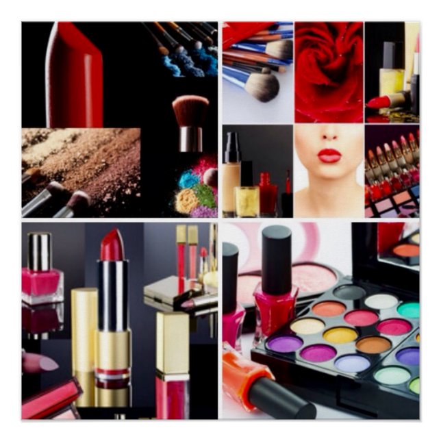 Póster Colagem Cosmética Colorida (Frente)