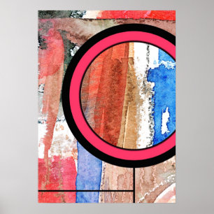 Poster colagem da arte abstracta, meios mistos e aguarela