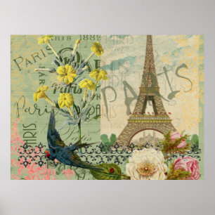 Poster Colagem da arte gráfica do viagem de Paris France