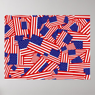 Póster Colagem da bandeira americana