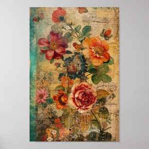 Poster Colagem da Flor Cuja Fenda É Cortada