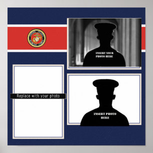 Póster Colagem da foto do reconhecimento do selo do USMC