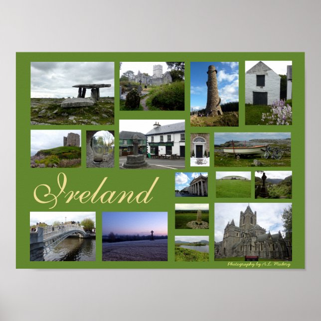 Póster Colagem da Irlanda (Paisagem) (Frente)