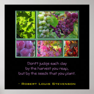 Poster Colagem da uva do outono com citações