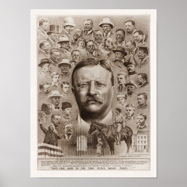 Poster Colagem Da Vida Do ursinho Roosevelt - 1923 (Frente)