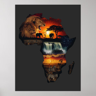 Poster Colagem da Vida Selvagem Africana