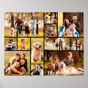 Poster Colagem de 12 Fotos Nome Simples Único
