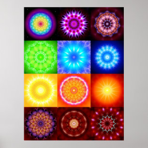 Póster Colagem de 12 mandalas