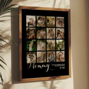 Poster Colagem de 16 Fotos em Preto e Branco Presente par