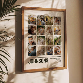 Poster Colagem de 16 Fotos - Lembrança de Família e Casam